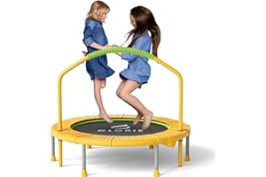 CLORIS 38in/48in Folding Trampoline - Max Load 220lbs / 450lbs Trampoline Rebounder Trampoline for Adults with Adjustable Foam Handle, with safty Padded Cover Best Gift