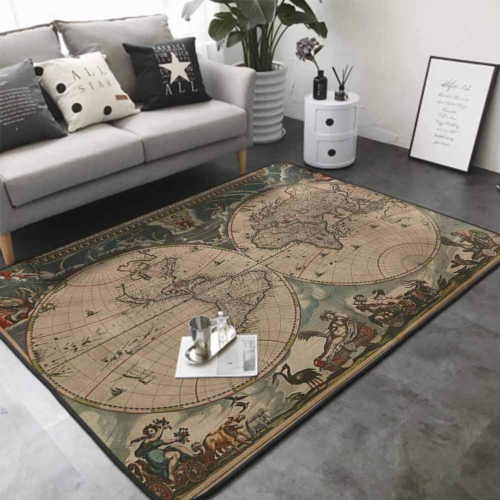 Floor Mats Modern Kitchen Rug Dated Old Map Of World Historic Geography Theme Antique Grungy Design Print 36x 60 Camping Rugs For Outside Home Kitchen Home Decor