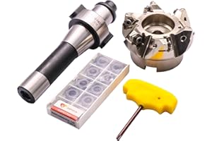 3.15"/80mm Cutting Diameter 6 Flute Indexable CNC Face End Mill Shell Cutter MFWN90 80-27-6T, Shank Face End Mill Arbor R8-FM