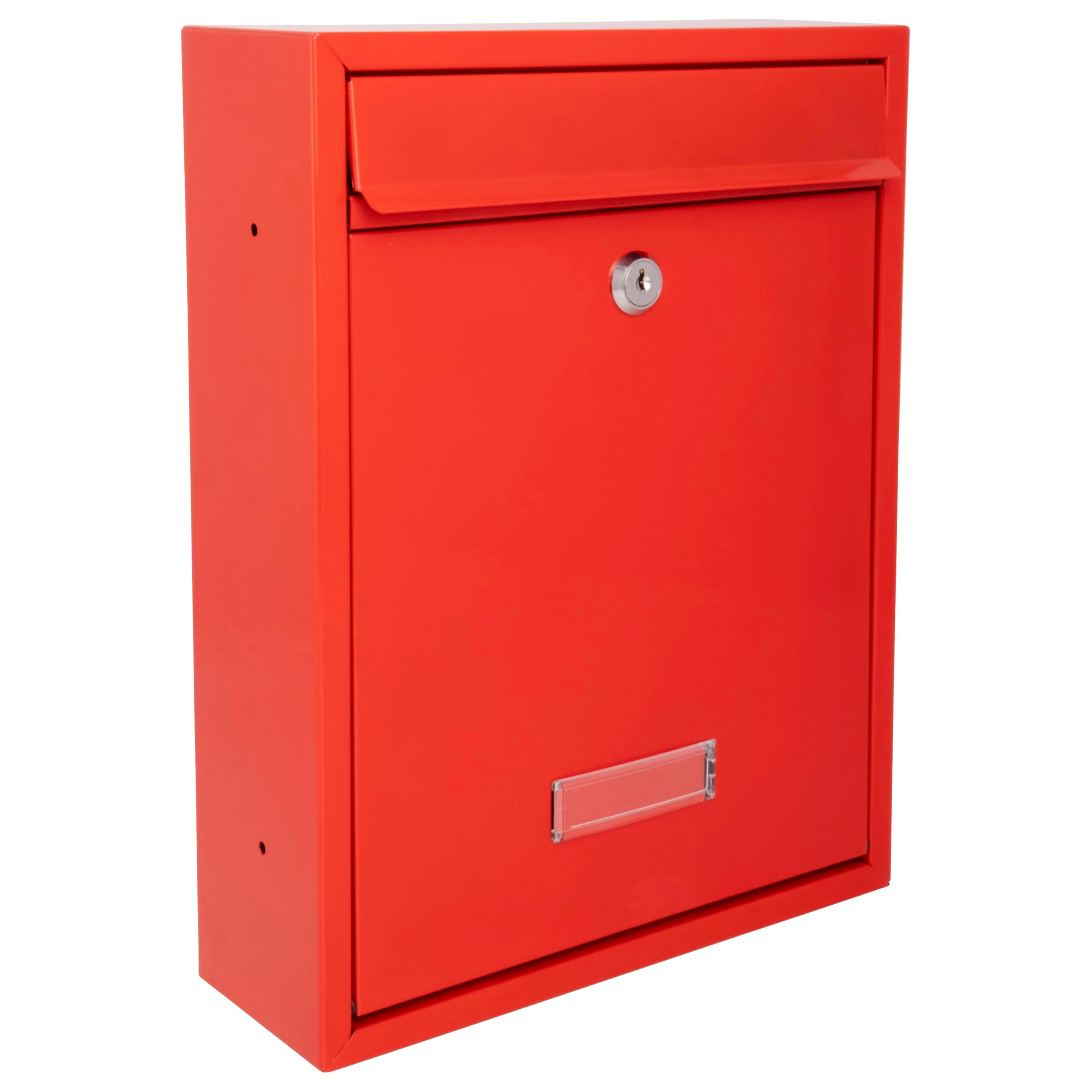 Burg-Wachter MB19R Trent Wall Mounted Galvanised Steel Lockable Weatherproof Post Box, Red 26x34x9cm