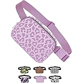 Tapp Collections Unisex Mini Crossbody Belt Bag with Adjustable Strap Small Waist Pouch for Workout Running Traveling Hiking - A Pattern/Leopard Pink