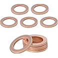 povtii 10 PCS Oil Drain Plug Gasket, 14mm Copper Oil Crush Washer Compatible with OEM PN Part 007603-014106, Car Accessories for Oil Drain Plug Washer Gaskets Seals Replacement