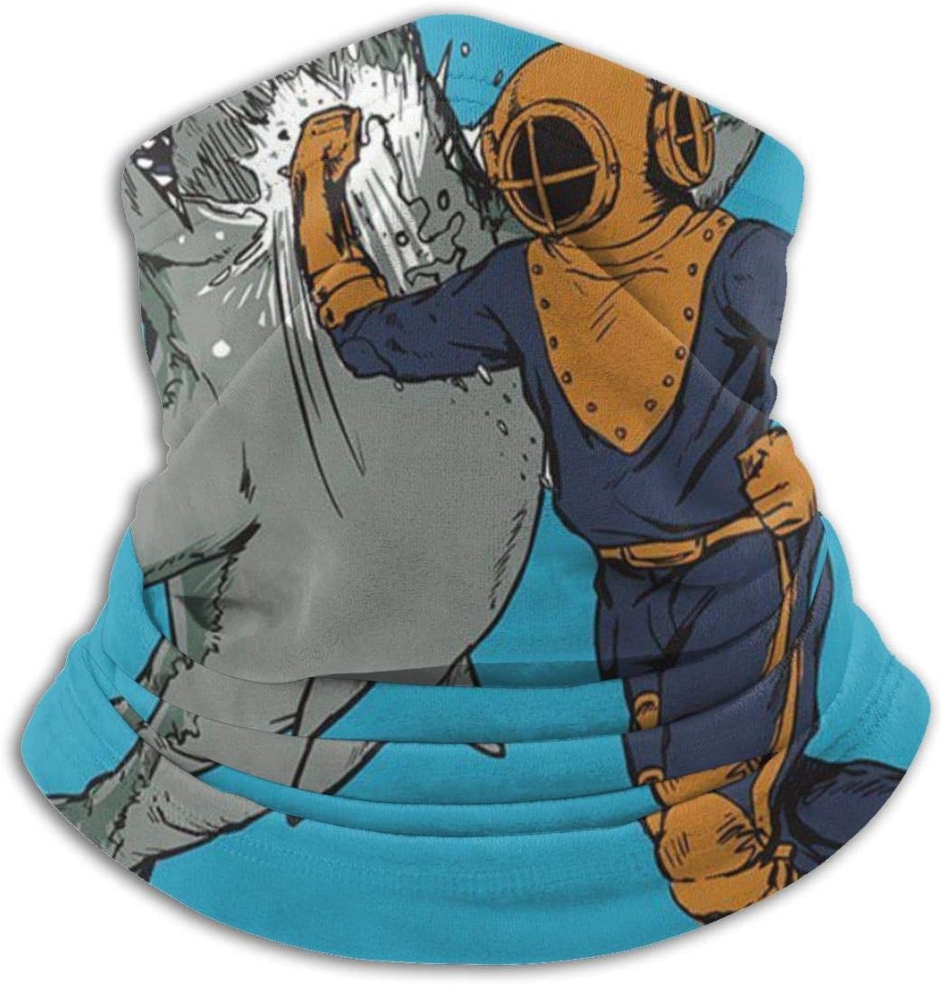 Diver Punching Shark Outdoor Headwear Superfine Fiber Neck Warmer Comfortable Neck Gaiter Warmer Face Half Face Winter Scarf for Cold Weather Winter Outdoor Sports