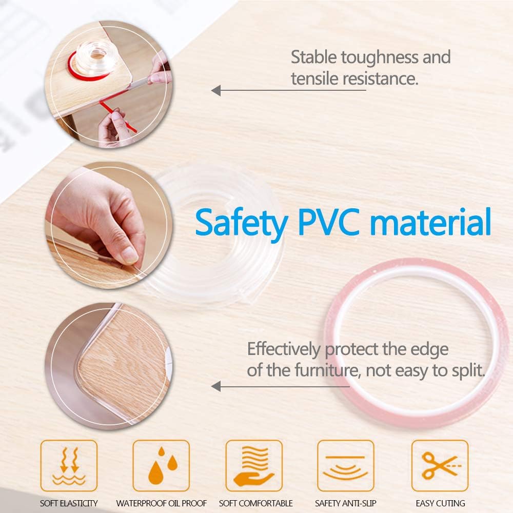YOFASEN Safety Edges Guards - Door Furniture Table Bed Clear Corner Protection for Child Kids Baby Proofing Transparent, 1M (3PCS) - Image 4