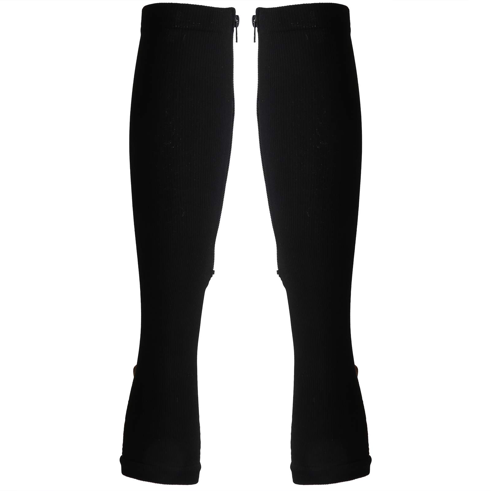 Keenso Compression Socks Zipper Mid‑Calf Length Sock Compression Stockings Slim for Women and Men, Knee High Open Toe Firm Support Graduated Varicose Veins Hosiery(L/XL)