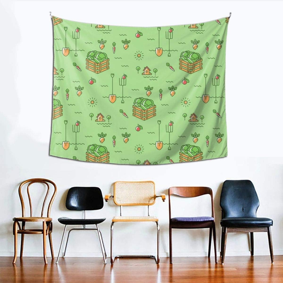 Kriser Hippie Tapestry, Vegetables Garden Seamless Tapestries for Bedroom Living Room Dorm Room, Psychedelic Tapestry Wall Hanging Ethnic Decorative 60x51 inches