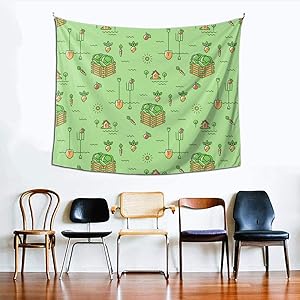 Kriser Hippie Tapestry, Vegetables Garden Seamless Tapestries for Bedroom Living Room Dorm Room, Psychedelic Tapestry Wall Hanging Ethnic Decorative 60x51 inches