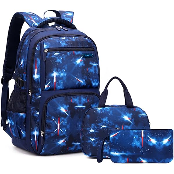 Ystardream 4-in-1 School Backpack Set For Teens - Includes Lunch Bag, Pencil Case & Keychain, 17 Inch