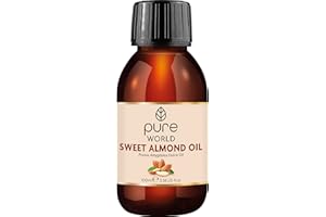 Pure World Natural Sweet Almond Oil 100ML 100% Pure Undiluted Premium Quality Cold Pressed Almond Oil – Massage, Skin, Nails,