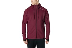 TSLA Men's Full Zip Up Hoodie Jacket, Long Sleeve Performance Training Hoodie, Lightweight Workout Running Track Jackets