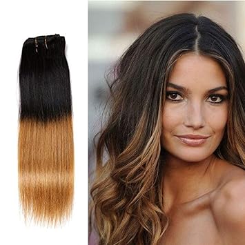 Amazon Com Viviabella Ombre Body Wave Human Hair Clip Ins 18