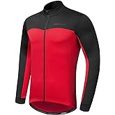 Przewalski Men's Cycling Jersey Winter Thermal Long Sleeve Fleece Cycling Jacket with 3 Rear Pockets