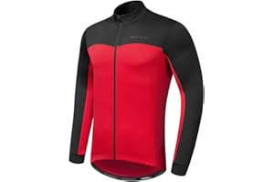 Przewalski Men's Cycling Jersey Winter Thermal Long Sleeve Fleece Cycling Jacket with 3 Rear Pockets