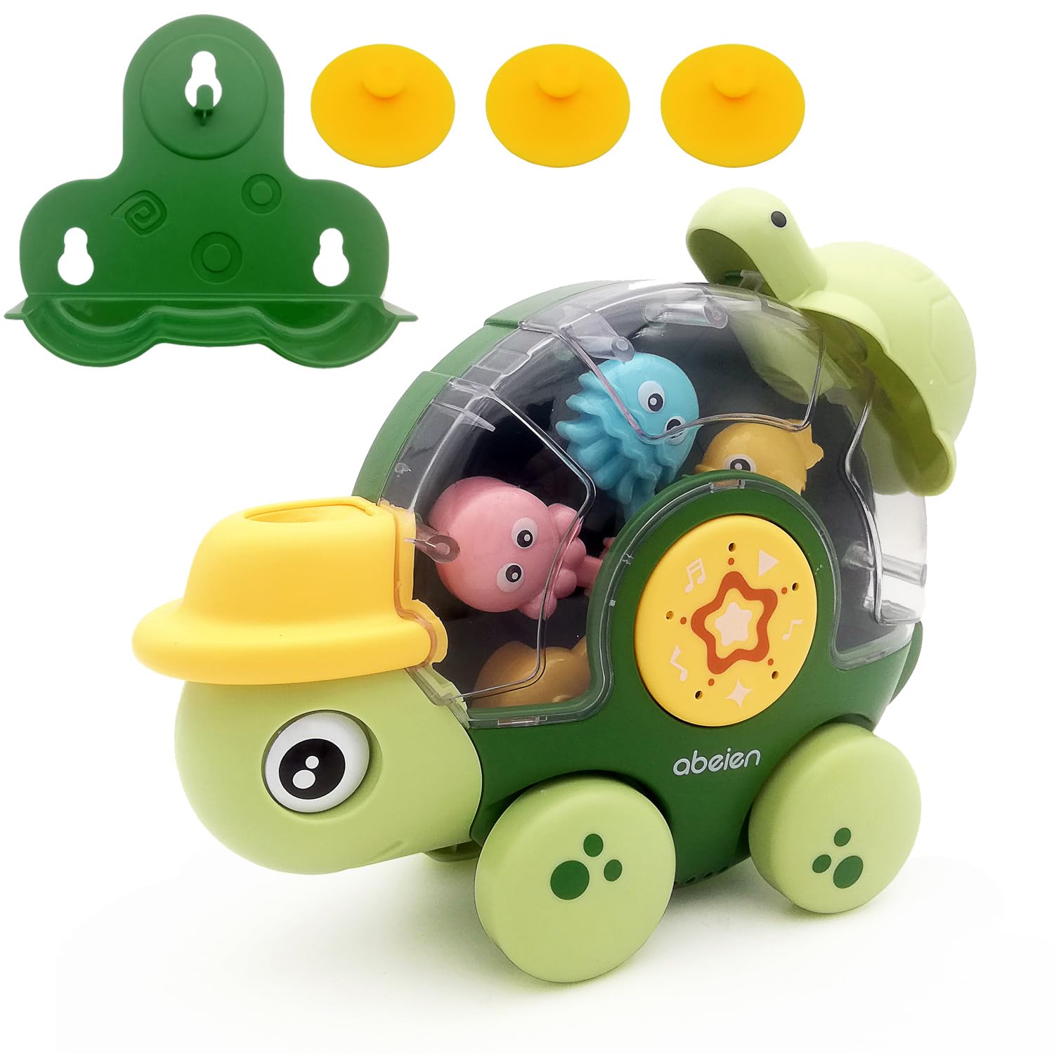 Gosyfeti Turtle Spinner Bath Toy for Baby Toddler, Tortoise Waterwheel with Suction Cup, Interesting Animal Car Vehicle for Girls Boys Children