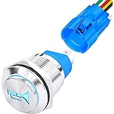 DaierTek Horn Button Switch 12 Volt Momentary Push Button Switch 12V Air Horn Button Switch Speaker LED Stainless Steel 16mm Metal Switch for Automotive Car Marine Boat Train