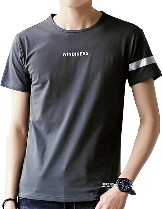 Amazon Tシャツメンズ 半袖 ゆったりｔシャツメンズ夏服 大きい サイズ カジュアル 無地 丸首 プルオーバー カットソー Tシャツ 五分袖 メンズ 綿 快適 夏トップス Grey L Tシャツ カットソー 通販