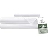 Hotel Sheets Direct 3 Piece Bed Sheet Set Twin XL Size, 100% Viscose Derived from Bamboo Sheets Set with 1 Pillowcase, Cooling & Breathable Luxury Bedding, Moisture-Wicking & Silky Soft Texture, White