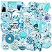 50 Pcs VSCO Stickers for Hydro Flask, Water Bottle and Laptop Cute Waterproof Stickers - Suitable for Kids, Girls, Teens, Women (Blue)