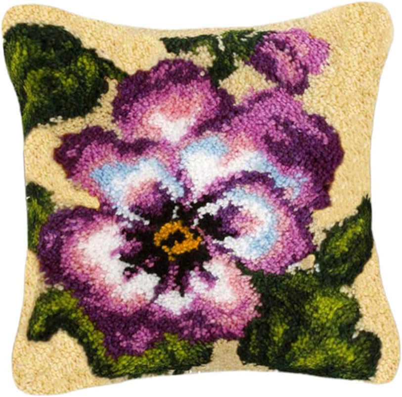 Bonarty DIY Latch Hook Kit Rug Making Crafts for Kids/Adults 17 inch X 17 inch Flowers - Flower 6