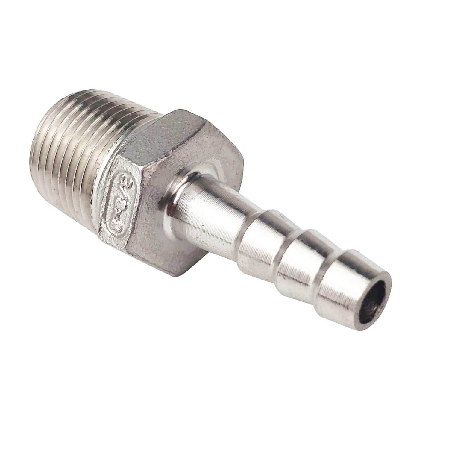 LOZOME 3/8" Male Thread to OD 8mm Barb Hose Pipe Fitting Tail Connector, Stainless Steel 304 NPT