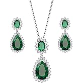 Lavencious Teardrop Dangle Necklace & Earring Sets for Women Trendy AAA Cubic Zirconia for Women