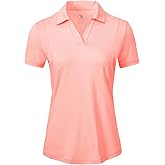 BGOWATU Women's Short Sleeve Golf Tennis Polo Shirts V Neck Collared Workout Tops UV Protection Dry Fit
