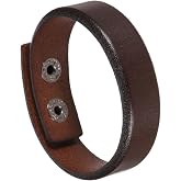 MECCANIXITY Plain Leather Bracelets Buckle Leather Snap Bracelets Adjustable Blank Wrist Cuffs DIY Craft Wristbands for Men Women Jewelry Making, Dark Brown