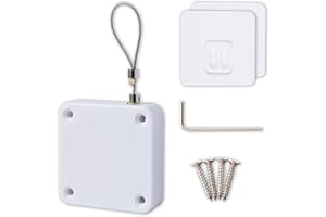 ACSONWIN Punch-Free Automatic Sensor Door Closer, Residential Sliding Screen Door Closer, Commercial Multifunctional Door Closer, Auto Door Closer with Steel Drawstring for Bedroom/Storm/Home (1 Pack White)