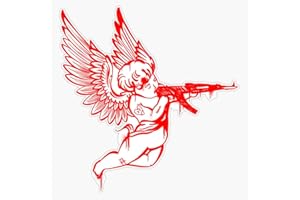 SMJ DESIGNS Angel with Machine Gun Sticker Vinyl Waterproof Sticker Decal Car Laptop Wall Window Bumper Sticker 5"