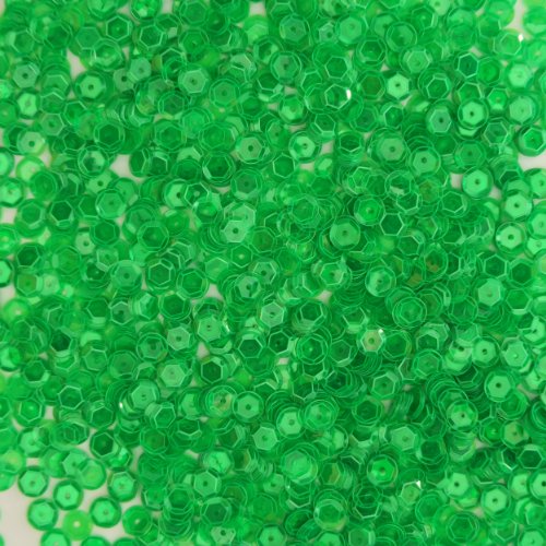 6mm CUP SEQUINS Facet PAILLETTES ~ Apple Green Transparent See-Thru ~ Made in USA Loose for embroidery, applique, arts, crafts, bridal wear and embellishment