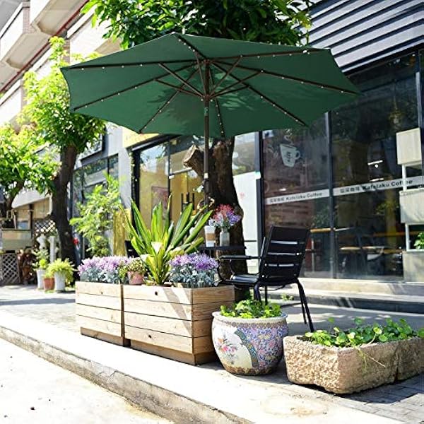 Amazon Com Sonoma 9 Ft Outdoor Tilt Umbrella With Solar Led Lights Garden Outdoor