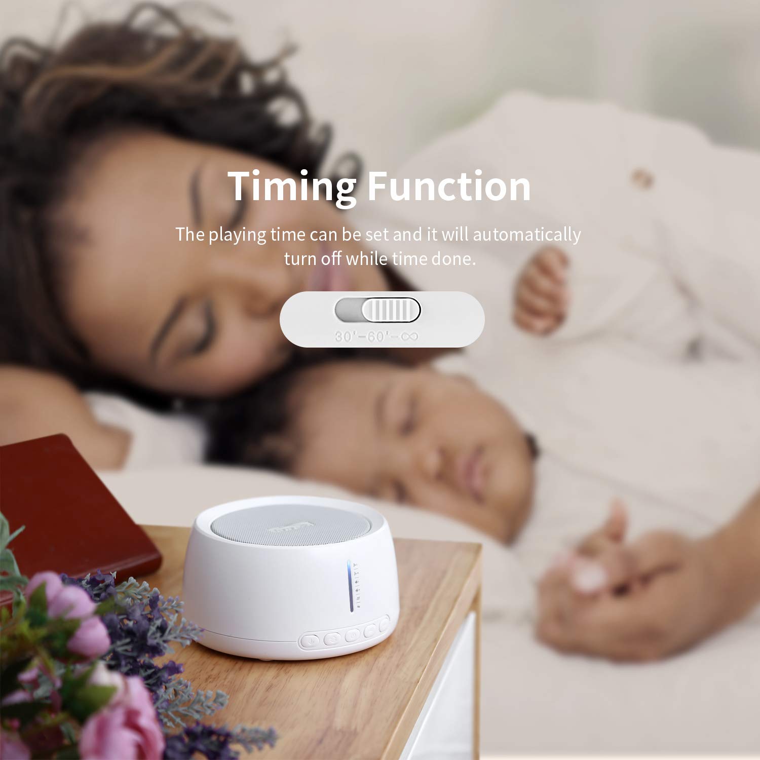 White Noise Sound Machine for Sleeping, FAMIROSA 30 High Fidelity Soothing Sounds with High Quality Speaker, Memory Function & Earphone Jack for Baby, Adult, Office, Travel with Fan & Nature Sounds