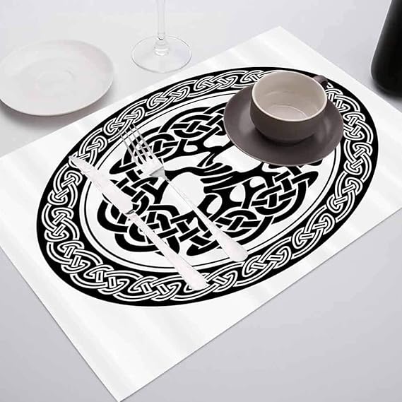 FloraGrantnan 3D Waterproof NonSlip Placemats Table Mats, Celtic Decor
