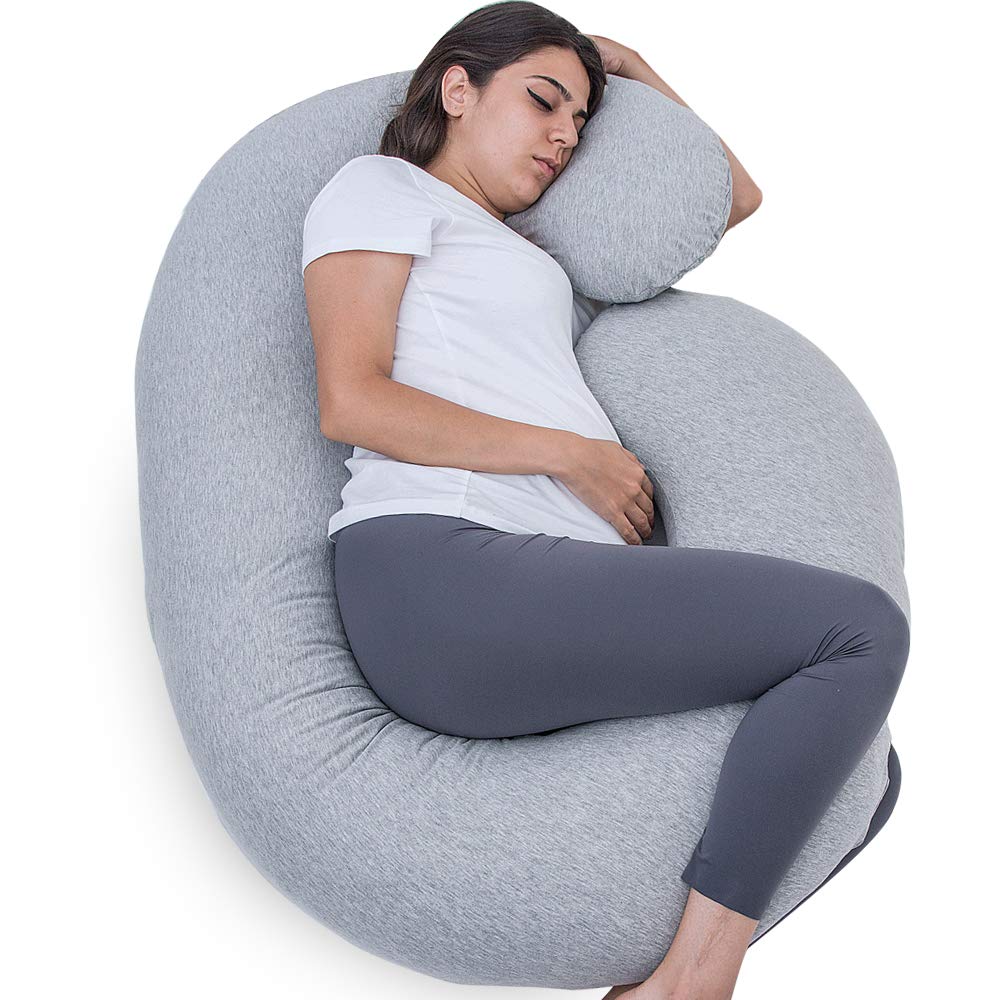 Photo 1 of 1 MIDDLE ONE Pregnancy Pillow, C Shaped Full Body Pillow for Maternity Support, Pregnant Women Sleeping Pillow with Jersey Cover (Light Grey)