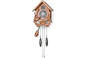 Pobking Cuckoo Clock with Night Mode, Singing Bird and Carved Wood Decorations