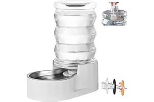 RIZZARI Automatic Gravity Pet Waterer: 7L White Stainless Steel Water Dispenser - Large Capacity with Triple Filter and Specialized Brush for Senior Dogs with Spinal Issues - for Living Room Bedroom
