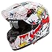 Graffiti Street Art Gloss White Dual Visor Full Face Motorcycle Helmet DOT (Large)