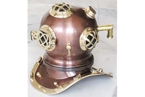 historicalmuseumstore Collectible Nautical Brass & Steel Desktop Copper Finished Scuba Divers Diving Helmet
