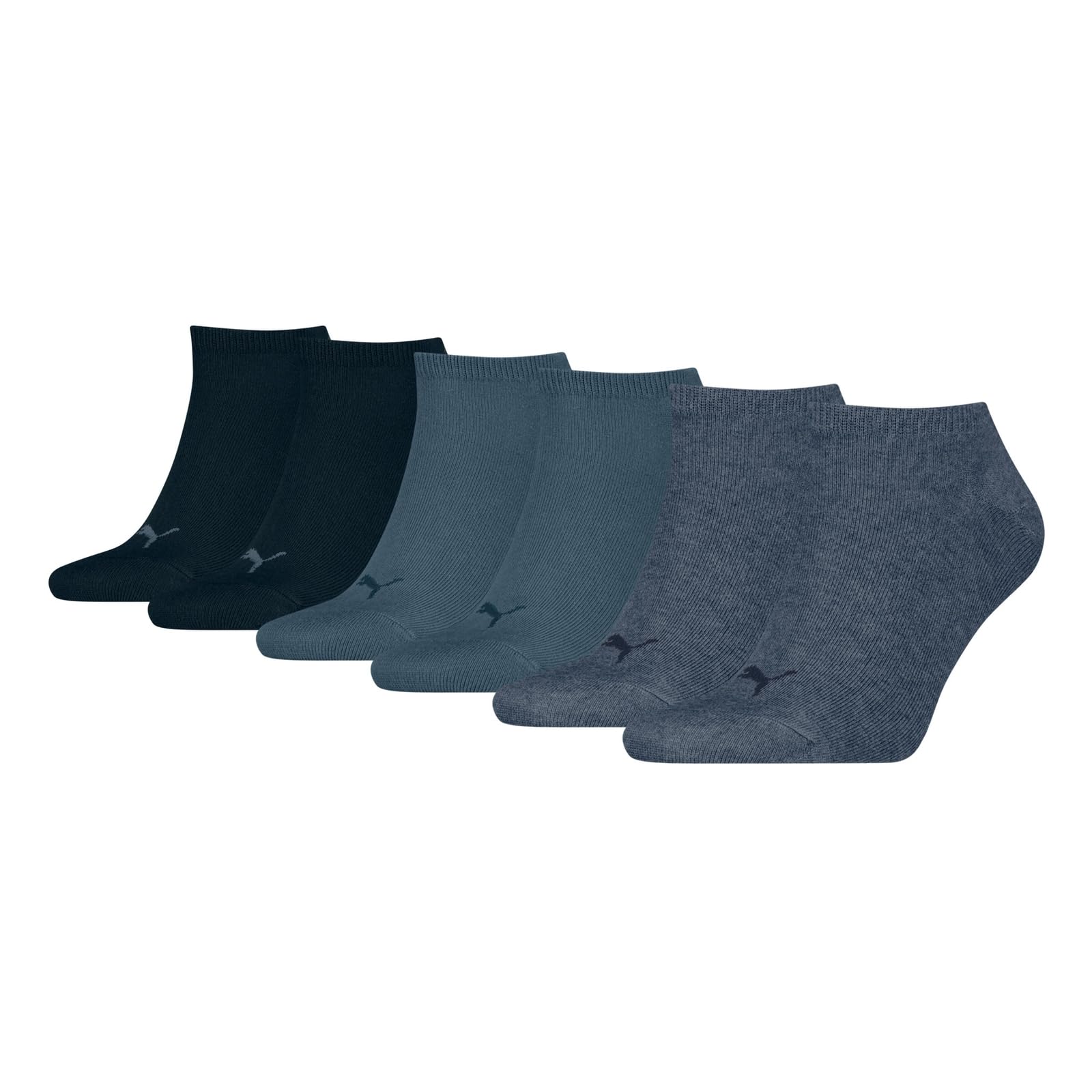 PUMA 3 Paar Unisex Herren Damen Sportsocken Kurzsocken Sneaker Socken, Farbe:Blau, Größe:35-38, Artikel:-460 denim blue