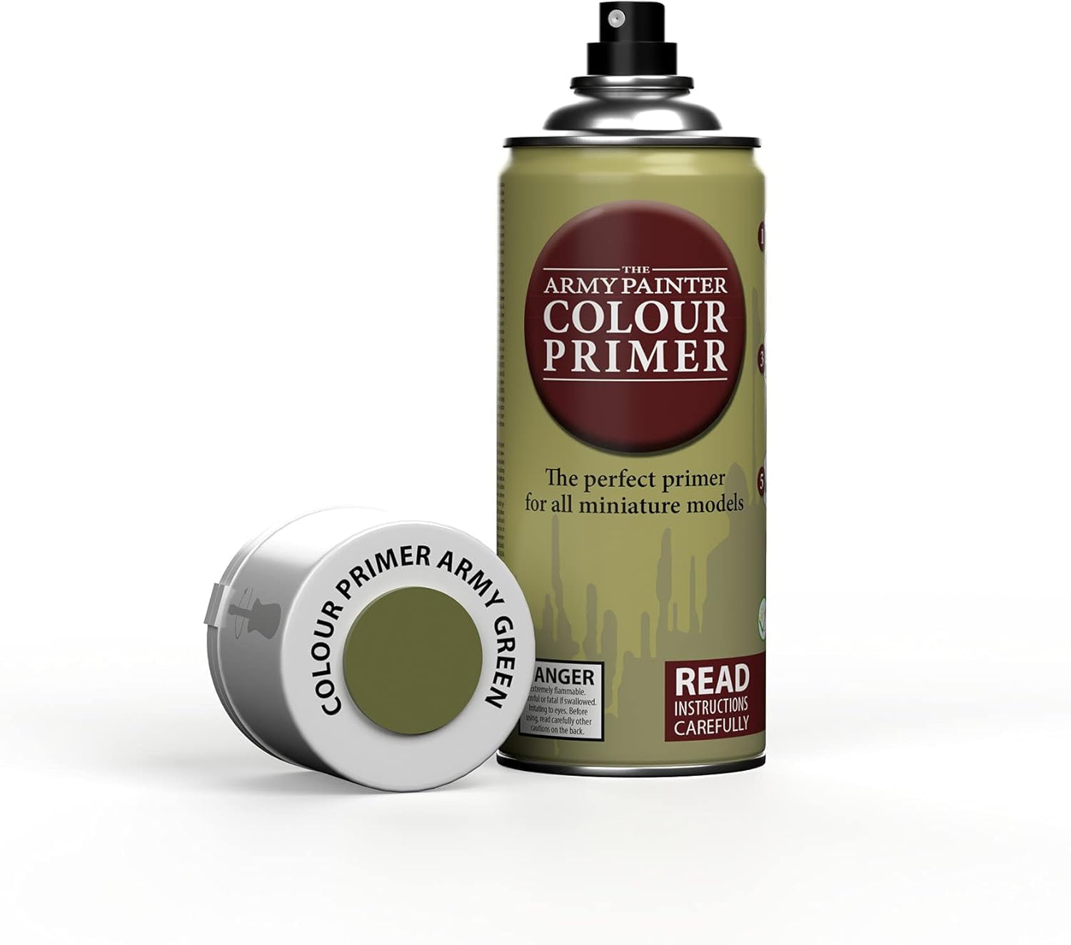The Army Painter, Base Primer Army Green, 400 mL Acrylic Spray Primer, Spray Paint Basecoat for Miniature Priming, Tabletop Roleplaying, Boardgames, and Wargames Miniature Modellin