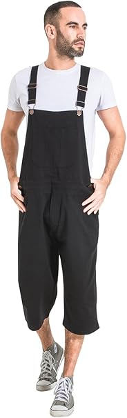 mens black dungaree shorts
