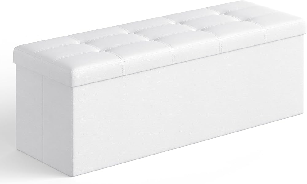 SONGMICS Storage Ottoman Foldable Cube with Storage 300 kg Cloud White