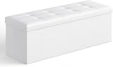 SONGMICS Storage Ottoman Foldable Cube with Storage 300 kg Cloud White