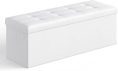 SONGMICS Storage Ottoman Foldable Cube with Storage 300 kg Cloud White