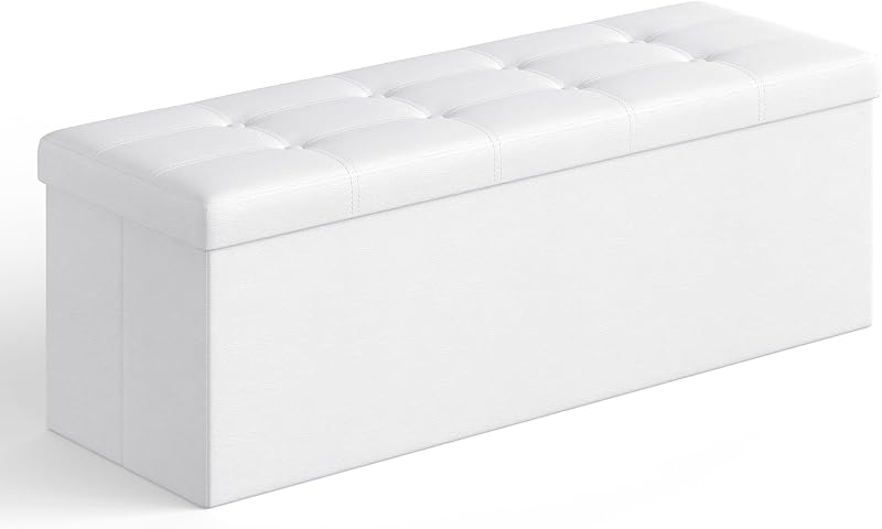 SONGMICS Storage Ottoman Foldable Cube with Storage 300 kg Cloud White