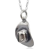 EnCharmed Sterling Silver Cowboy Cowgirl Western Hat 3D Charm Necklace, 18"