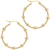 555Jewelry Medium Twisted Wire Round Woven Stainless Steel Hoop Earrings for Women