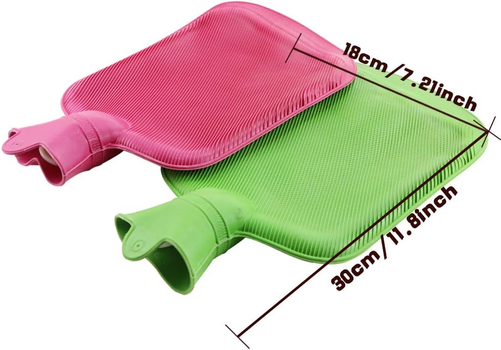 WTSHOP 2 Pack Premium Simple Rubber 2L Hot Water Bag (Red,Green),Great For Pain Relief,Hot And Cold Therapy,Natural Rubber BPA Free- Durable Hot Water Bottle Water Bottle Hot: Health & Personal Care
