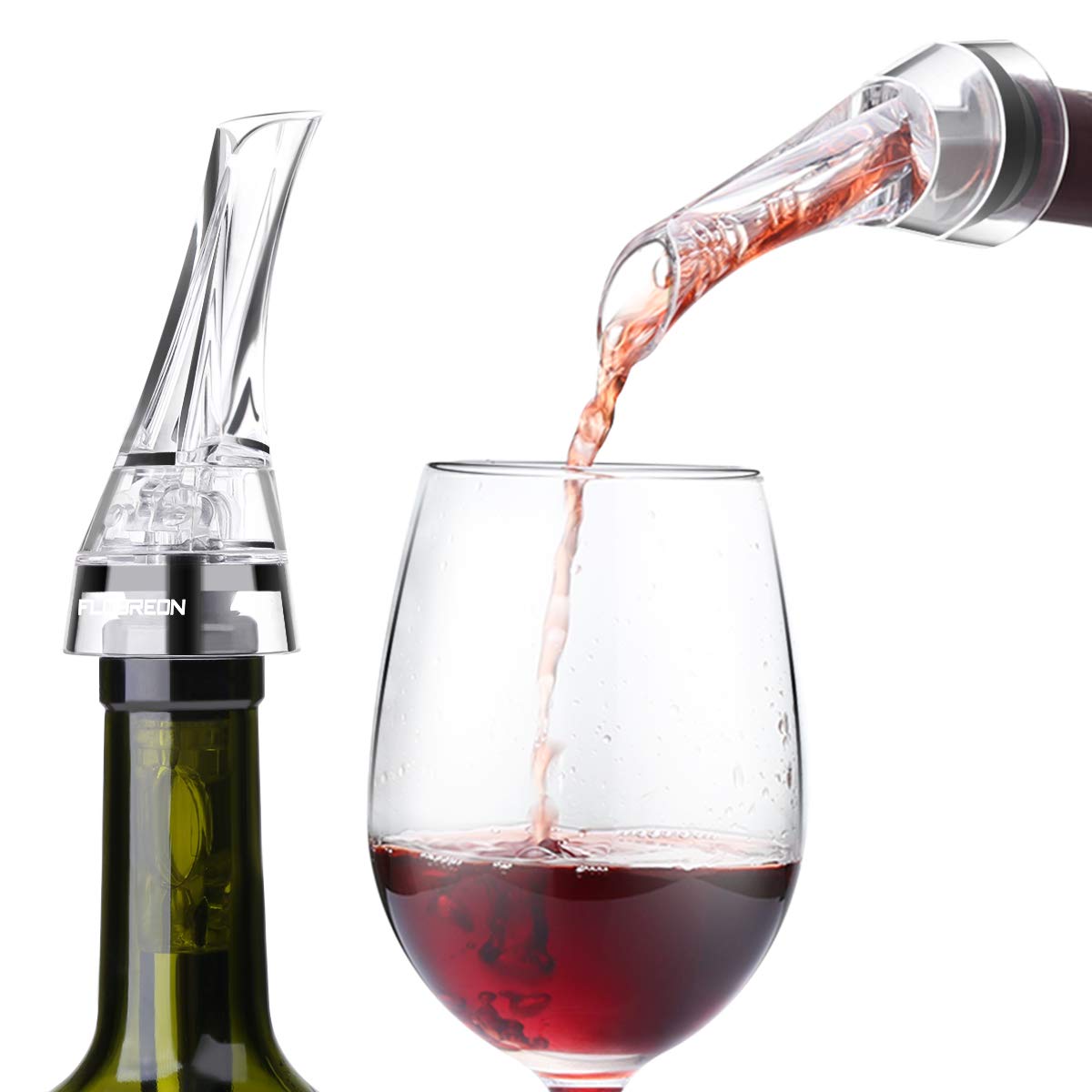 FLOUREON Weinausgießer Weinkühler Stab Weinbelüfter Chiller belüftend Pourer Flaschenausgießer