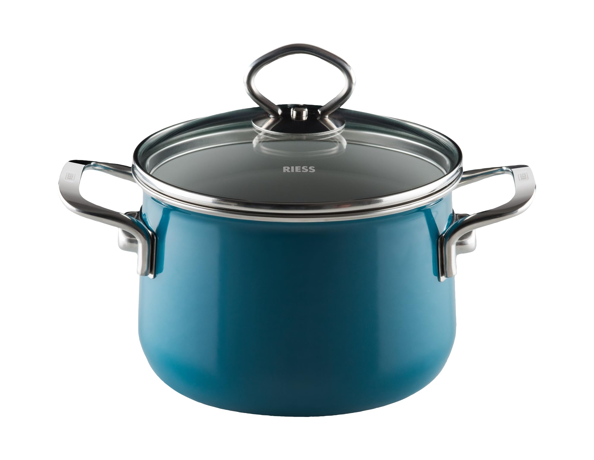 Riess Nouvelle - Aquamarine Top 3000 Extra Strong Saucepot with Glass Lid, Diameter-16 cm/ 2 Litre Cadet Blue